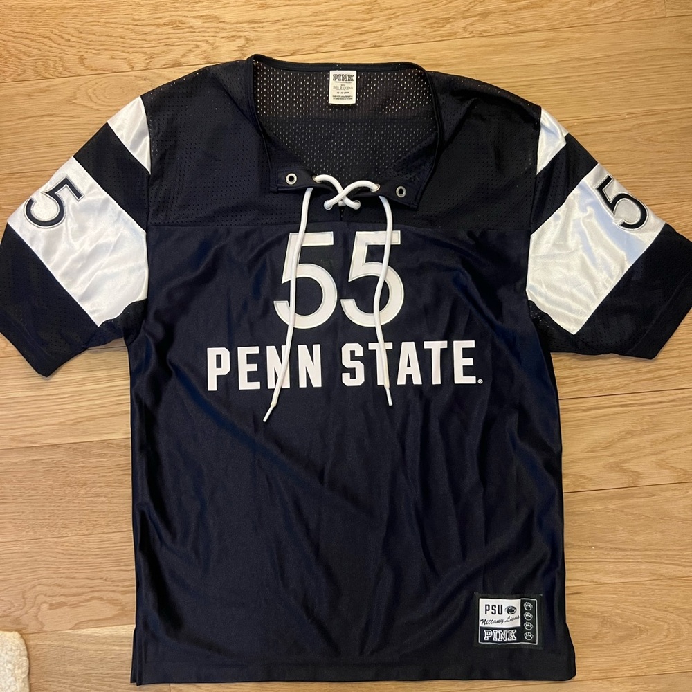 Pink (Victorias Secret) Penn State Football Jersey - Navy Blue